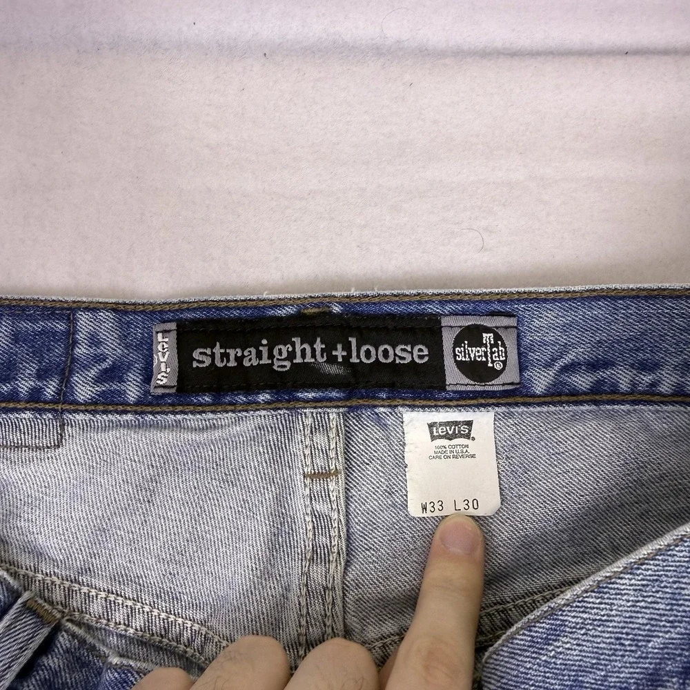 Vintage 1999 Levi's SilverTab‎ Straight Loose 33x30 Paint Splatter USA Skater